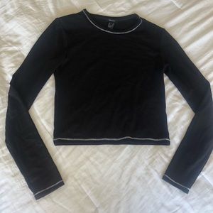 Black Ribbed Long Sleeve Top